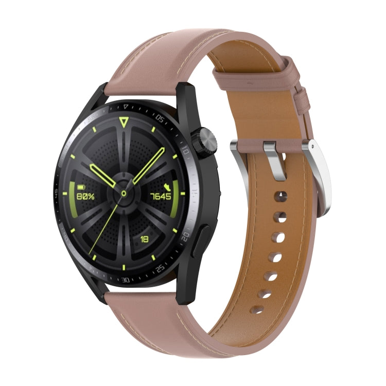 For Huawei Watch GT 3 42mm Calf Texture Sewing Thread Watch Band (Pink) by buy2fix