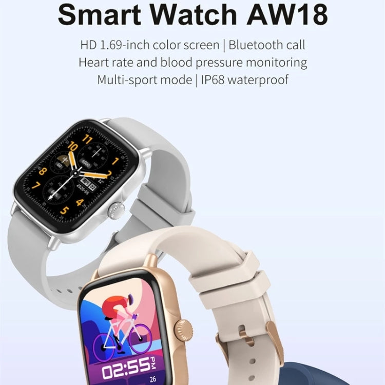 AW18 1.69inch Color Screen Smart Watch, Support Bluetooth Call / Heart Rate Monitoring(Blue) by buy2fix