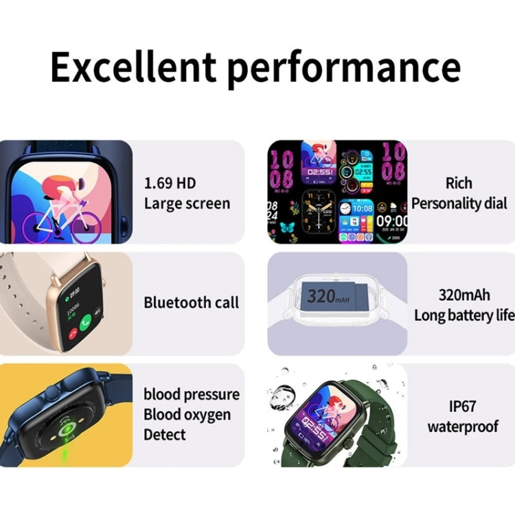 AW18 1.69inch Color Screen Smart Watch, Support Bluetooth Call / Heart Rate Monitoring(Blue) by buy2fix