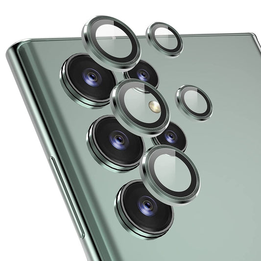 For Samsung Galaxy S22 Ultra 5G ENKAY Aluminium Alloy + Tempered Glass Camera Lens Cover (Green) - Galaxy Tempered Glass by ENKAY | Online Shopping UK | buy2fix
