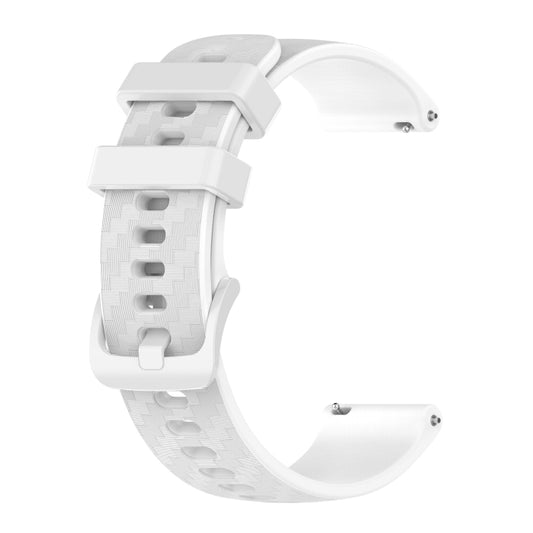 For Garmin Venu SQ 20mm Carbon Fiber Striped Silicone Watch Band(White) - Watch Bands by buy2fix | Online Shopping UK | buy2fix