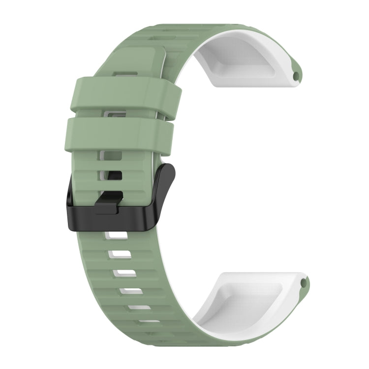 For Garmin Fenix 7 22mm Silicone Mixing Color Watch Band(Light green+white) - Watch Bands by buy2fix | Online Shopping UK | buy2fix