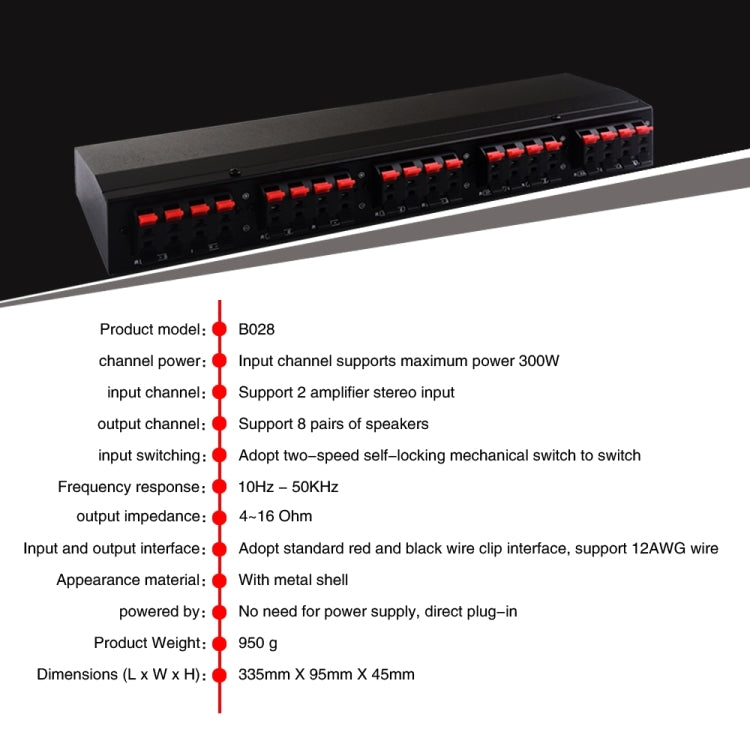 100W 2 In 8 Out Power Amplifier Loudspeaker Box Switcher -  by buy2fix | Online Shopping UK | buy2fix