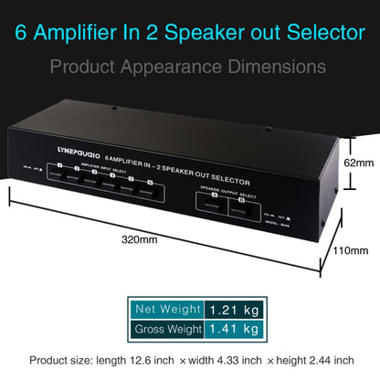 6 In 2 Out 300W Power Amplifier Switcher Loudspeaker Switch Distribute Device -  by buy2fix | Online Shopping UK | buy2fix