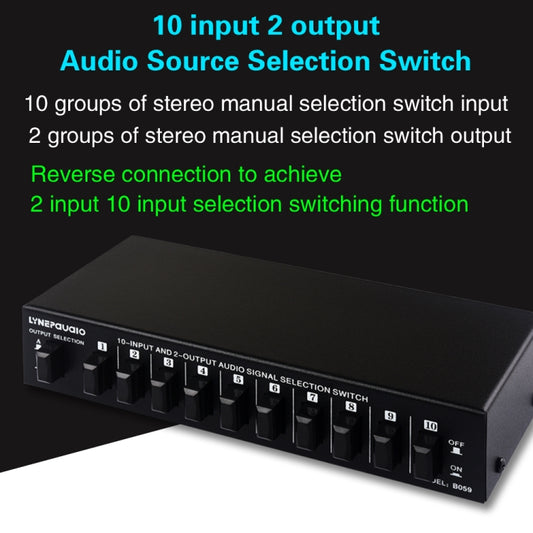 B059 10 In 2 Out / 2 In 10 Out 2-Way RCA Switch Audio Frequency Signal Select Shift Device Loudspeaker Box -  by buy2fix | Online Shopping UK | buy2fix