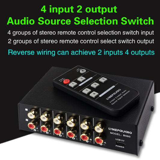 4 In 2 Out / 2 In 4 Out RCA Audio Signal Selector Switch Device with Remote Control -  by buy2fix | Online Shopping UK | buy2fix