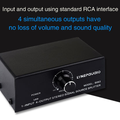 1 In 4 Out Audio Frequency Signal Distribute Device Non Consumption Output RCA Interface -  by buy2fix | Online Shopping UK | buy2fix