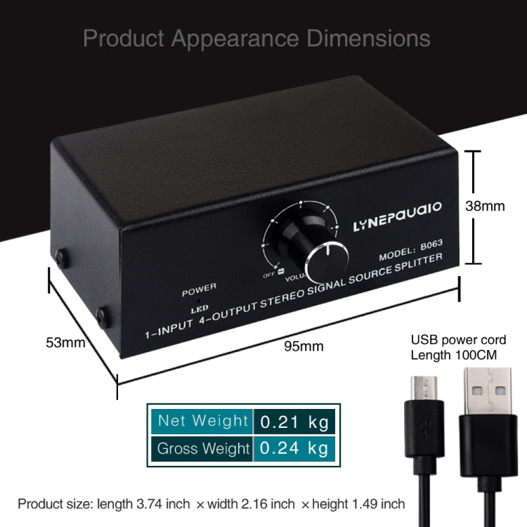 1 In 4 Out Audio Frequency Signal Distribute Device Non Consumption Output RCA Interface -  by buy2fix | Online Shopping UK | buy2fix