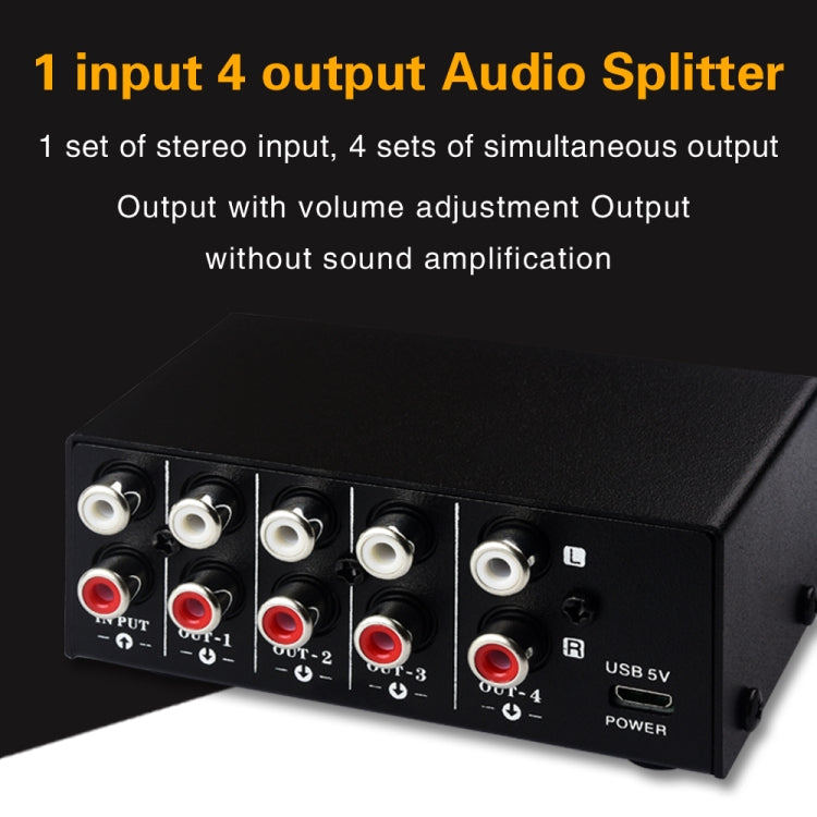 1 In 4 Out Audio Frequency Signal Distribute Device Non Consumption Output RCA Interface -  by buy2fix | Online Shopping UK | buy2fix