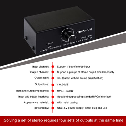 1 In 4 Out Audio Frequency Signal Distribute Device Non Consumption Output RCA Interface -  by buy2fix | Online Shopping UK | buy2fix