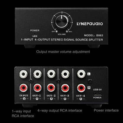 1 In 4 Out Audio Frequency Signal Distribute Device Non Consumption Output RCA Interface -  by buy2fix | Online Shopping UK | buy2fix