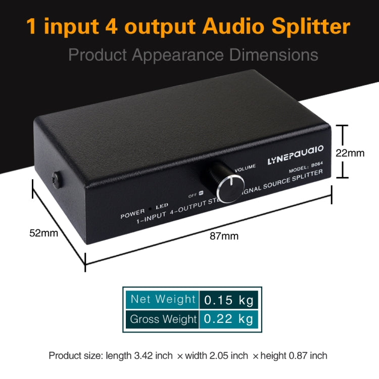 1 In 4 Out Audio Frequency Signal Splitter Distribute Device, Non Consumption, 3.5mm Interface Output -  by buy2fix | Online Shopping UK | buy2fix