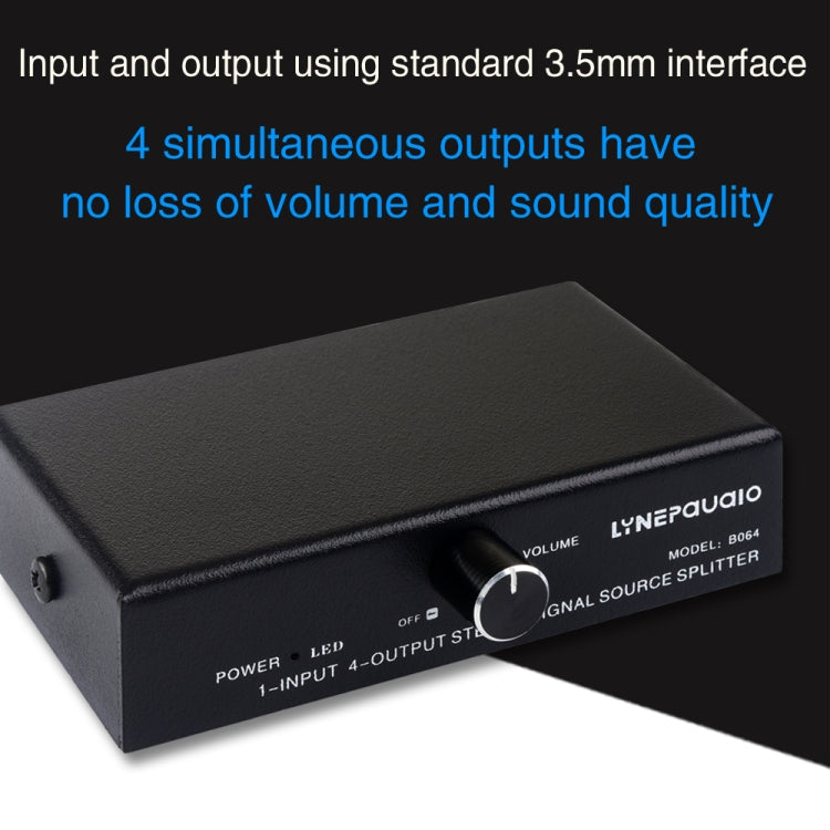 1 In 4 Out Audio Frequency Signal Splitter Distribute Device, Non Consumption, 3.5mm Interface Output -  by buy2fix | Online Shopping UK | buy2fix