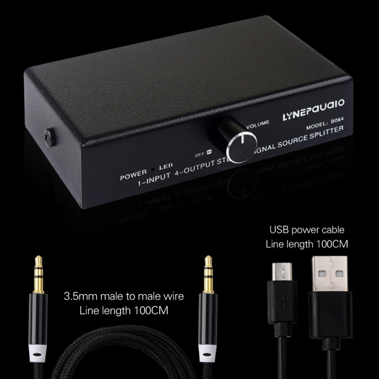 1 In 4 Out Audio Frequency Signal Splitter Distribute Device, Non Consumption, 3.5mm Interface Output -  by buy2fix | Online Shopping UK | buy2fix