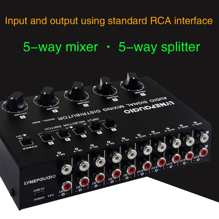 5 In 5 Out Audio Signal Selector Sound Mixing Distribute Device Input Independent Switch -  by buy2fix | Online Shopping UK | buy2fix