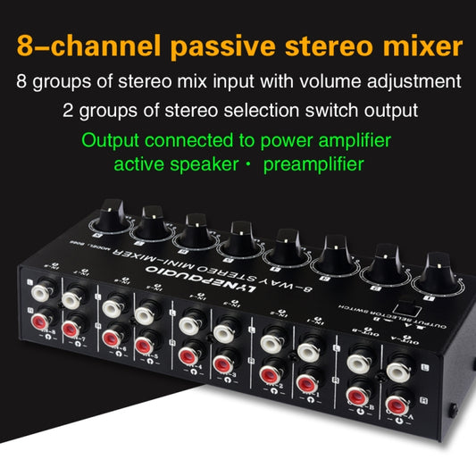 B066 Mini Stereo 8 Channel RCA Non Source Sound Passive Mixer, No Power Supply -  by buy2fix | Online Shopping UK | buy2fix