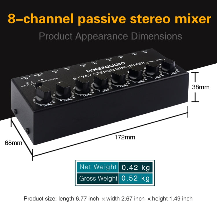 B066 Mini Stereo 8 Channel RCA Non Source Sound Passive Mixer, No Power Supply -  by buy2fix | Online Shopping UK | buy2fix