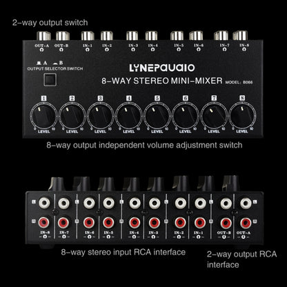 B066 Mini Stereo 8 Channel RCA Non Source Sound Passive Mixer, No Power Supply -  by buy2fix | Online Shopping UK | buy2fix