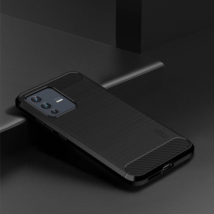 For vivo V23 5G/S12 MOFI Gentleness Series Brushed Texture Carbon Fiber Soft TPU Phone Case(Black) - vivo Cases by MOFI | Online Shopping UK | buy2fix