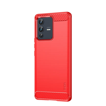 For vivo V23 5G/S12 MOFI Gentleness Series Brushed Texture Carbon Fiber Soft TPU Phone Case(Red) - vivo Cases by MOFI | Online Shopping UK | buy2fix