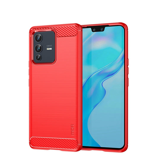 For vivo V23 Pro /S12 Pro MOFI Gentleness Series Brushed Texture Carbon Fiber Soft TPU Phone Case(Red) - vivo Cases by MOFI | Online Shopping UK | buy2fix
