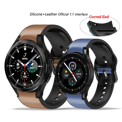Samsung Galaxy Watch 4 44mm 20mm Silicone Pasted Leather Watch Band(Brown) - Watch Bands by buy2fix | Online Shopping UK | buy2fix