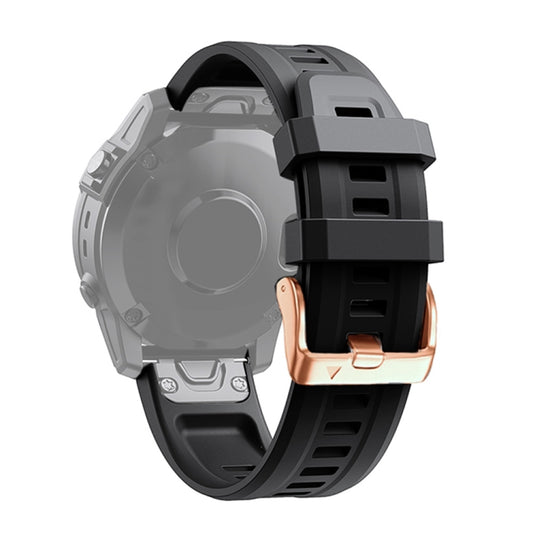 For Garmin Fenix 6S 20mm Rose Gold Buckle Silicone Watch Band(Black) - Watch Bands by buy2fix | Online Shopping UK | buy2fix