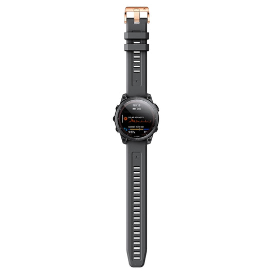 For Garmin Fenix 6S 20mm Rose Gold Buckle Silicone Watch Band(Black) - Watch Bands by buy2fix | Online Shopping UK | buy2fix
