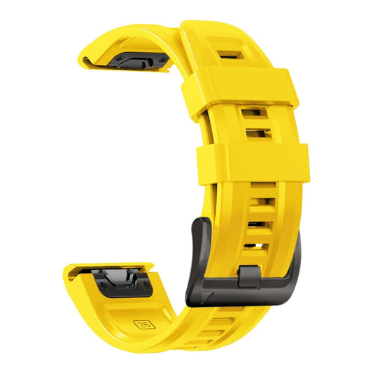 For Garmin Fenix 6 Pro GPS 22mm Silicone Sport Pure Color Watch Band(Yellow) - Watch Bands by buy2fix | Online Shopping UK | buy2fix