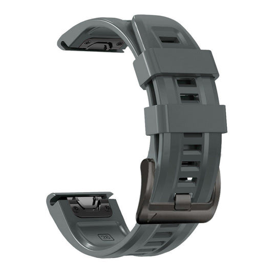 For Garmin Fenix 6X 26mm Silicone Sport Pure Color Watch Band(Charcoal gray) - Watch Bands by buy2fix | Online Shopping UK | buy2fix