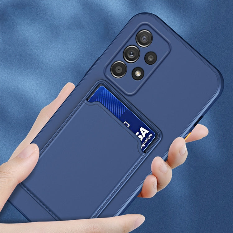 For Samsung Galaxy A53 5G Skin Feel Card Contrast Color Button TPU Phone Case(Dark Blue) by buy2fix