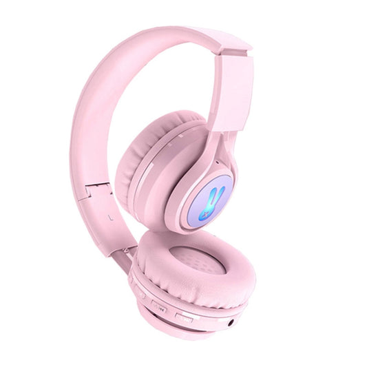 BT06C+ Children Head-mounted Cute Wireless Bluetooth Headset with Microphone & LED Light(Pink) - Headset & Headphone by buy2fix | Online Shopping UK | buy2fix