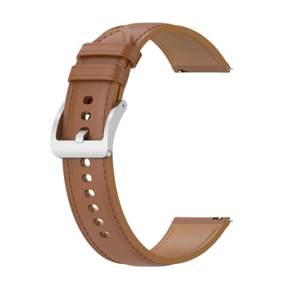 For Garmin Venu 2 Plus Embossed Genuine Leather Watch Band(Light Brown) by buy2fix