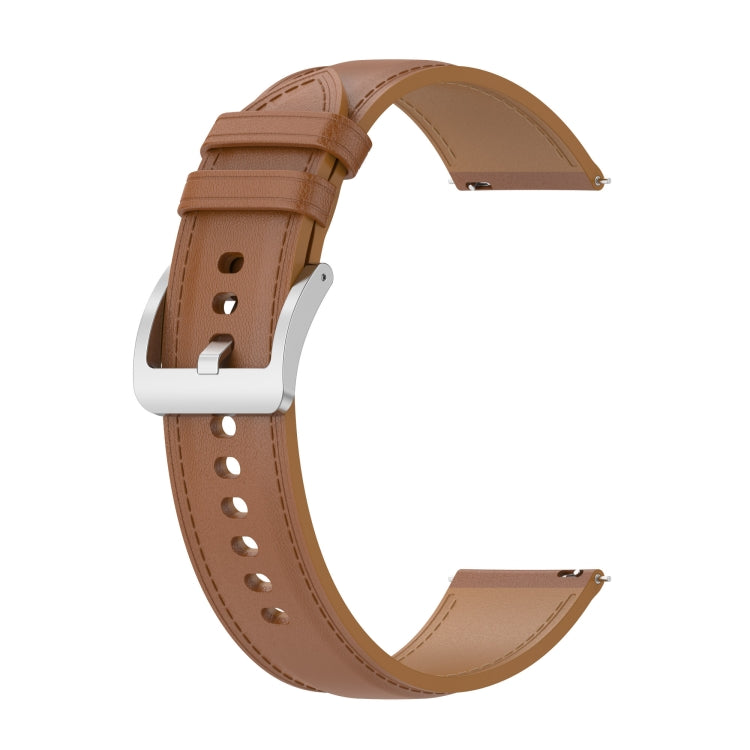 For Garmin Venu 2 Plus Embossed Genuine Leather Watch Band(Light Brown) by buy2fix