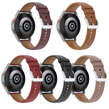 For Garmin Venu 2 Plus Embossed Genuine Leather Watch Band(Dark Brown) - Watch Bands by buy2fix | Online Shopping UK | buy2fix
