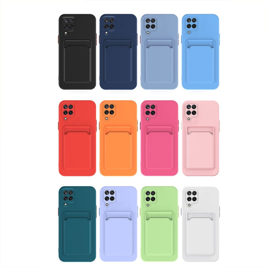 For Samsung Galaxy A22 5G Skin Feel Card TPU Contrast Color Button Phone Case(Black) by buy2fix