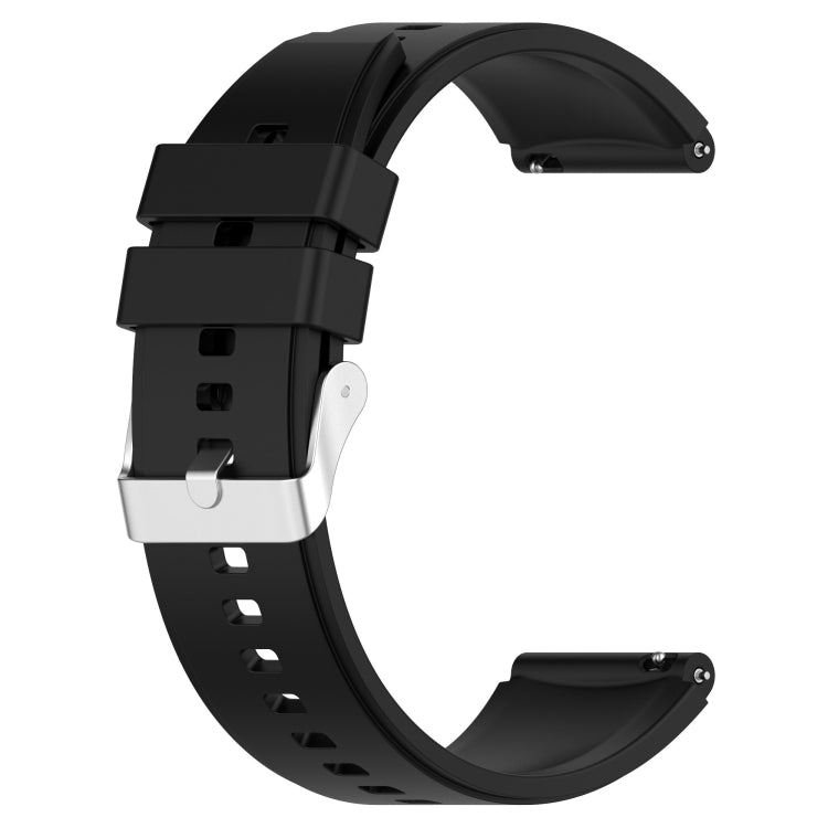 For Huawei Watch GT 3 Pro 46mm 22mm Protruding Head Silver Buckle Silicone Watch Band(Black) - Watch Bands by buy2fix | Online Shopping UK | buy2fix