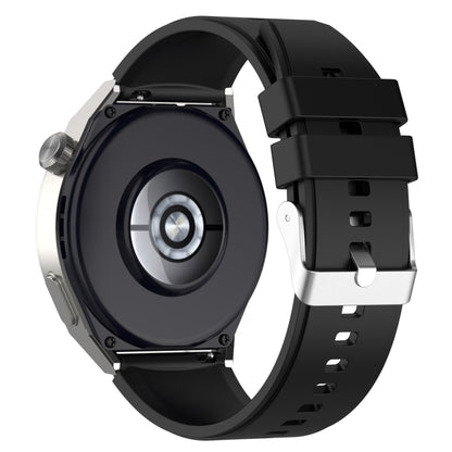 For Huawei Watch GT 3 Pro 46mm 22mm Protruding Head Silver Buckle Silicone Watch Band(Black) - Watch Bands by buy2fix | Online Shopping UK | buy2fix