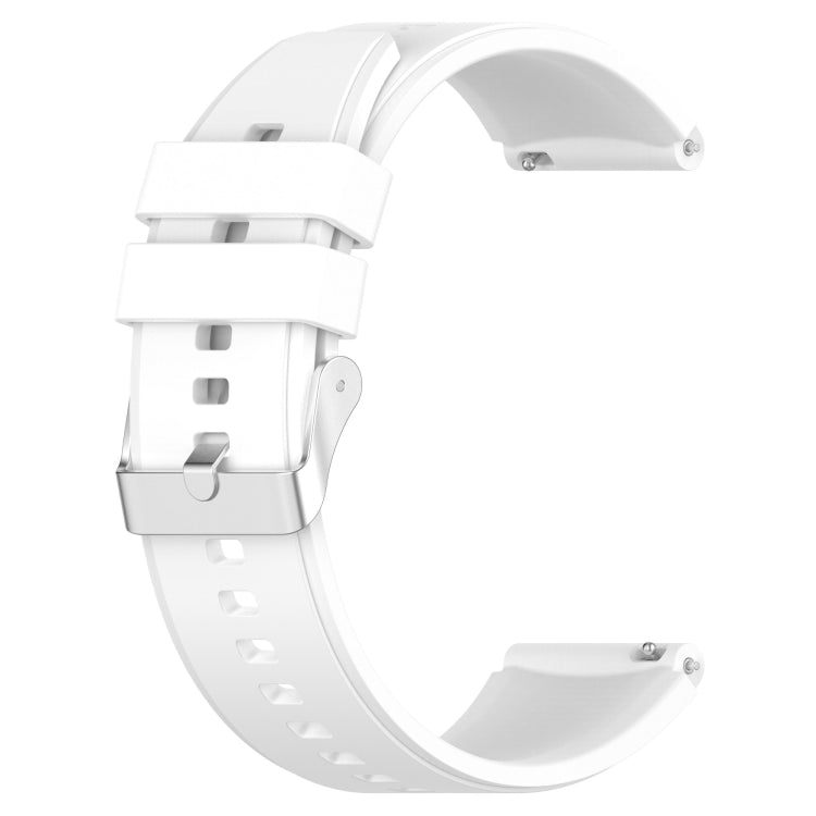 For Huawei Watch GT 3 Pro 43mm 20mm Protruding Head Silver Buckle Silicone Watch Band(White) by buy2fix