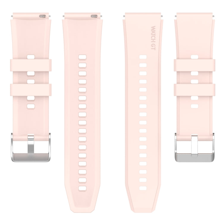For Huawei Watch GT 3 Pro 43mm 20mm Protruding Head Silver Buckle Silicone Watch Band(Pink) by buy2fix