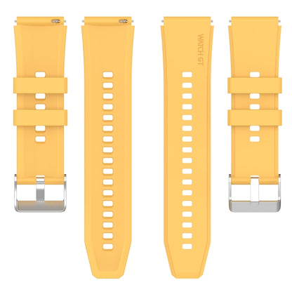 For Huawei Watch GT 3 Pro 43mm 20mm Protruding Head Silver Buckle Silicone Watch Band(Yellow) by buy2fix