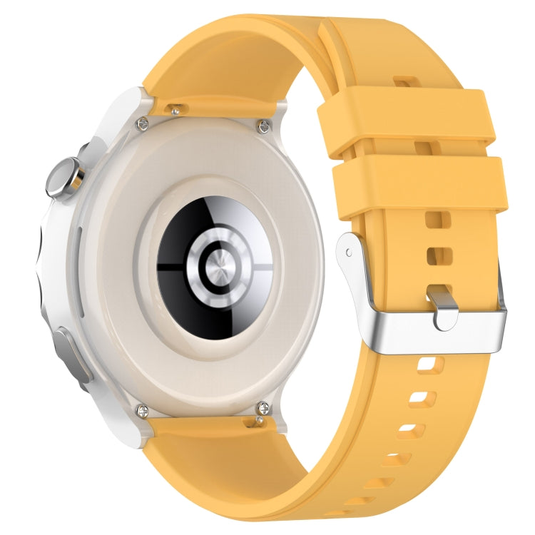 For Huawei Watch GT 3 Pro 43mm 20mm Protruding Head Silver Buckle Silicone Watch Band(Yellow) by buy2fix