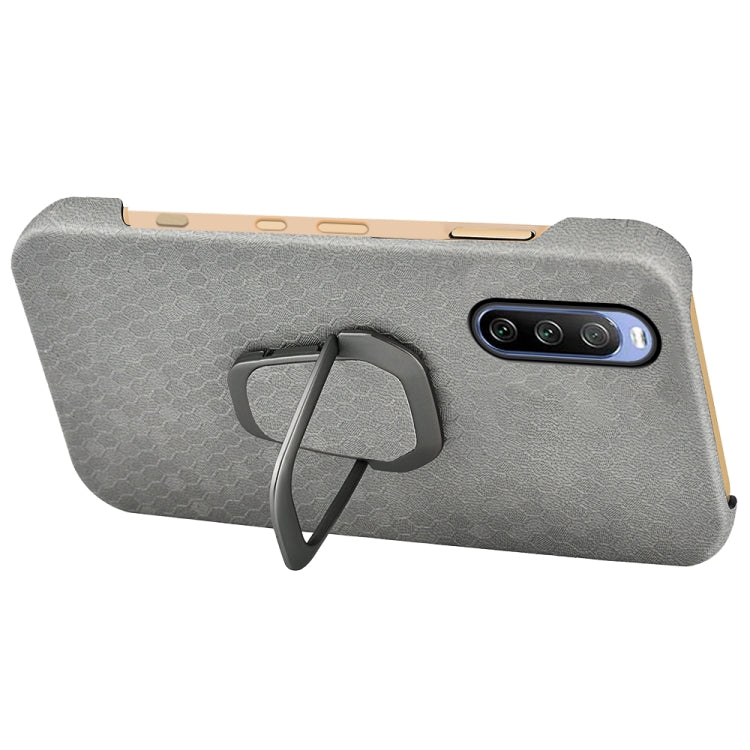 For Sony Xperia 10 IV Ring Holder Honeycomb PU Phone Case(Grey) by buy2fix