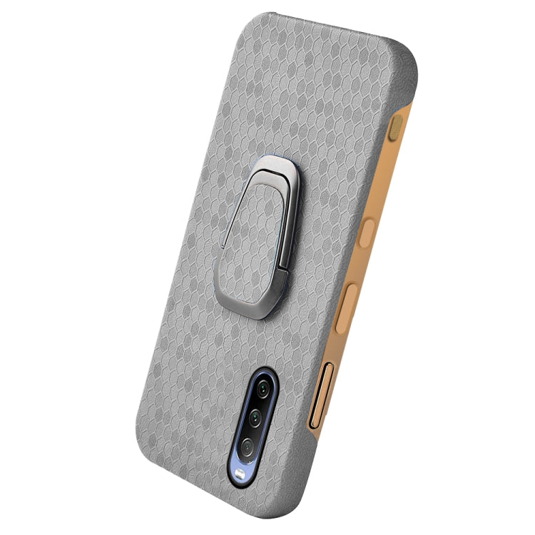 For Sony Xperia 10 IV Ring Holder Honeycomb PU Phone Case(Grey) by buy2fix