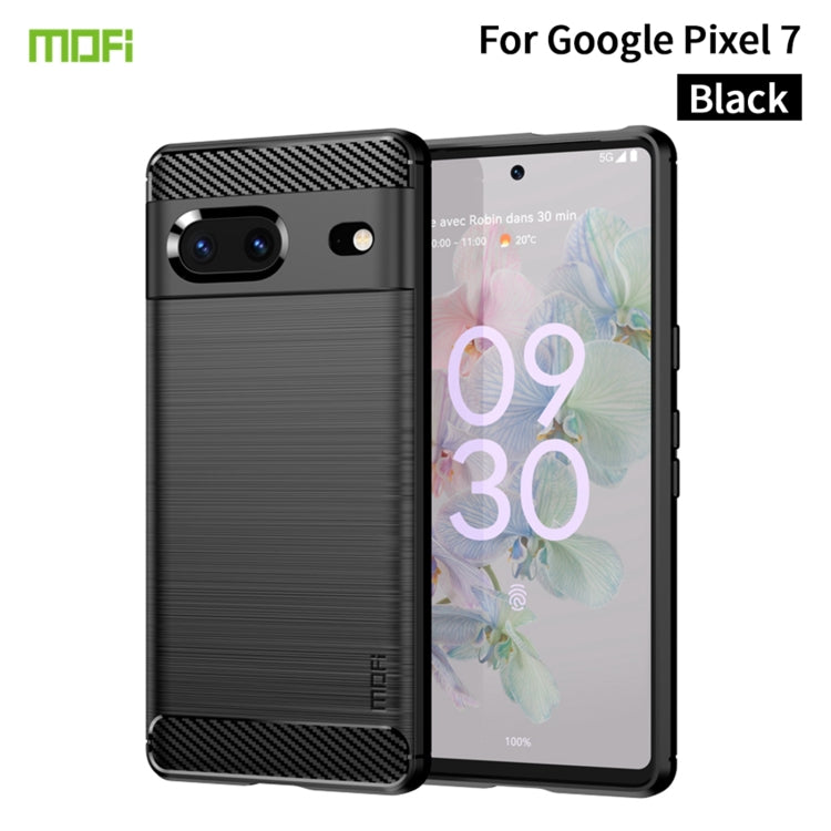 For Google pixel 7 5G MOFI Gentleness Series Brushed Texture Carbon Fiber TPU Phone Case(Black) - Google Cases by MOFI | Online Shopping UK | buy2fix