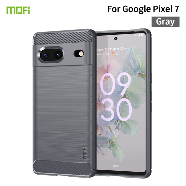 For Google pixel 7 5G MOFI Gentleness Series Brushed Texture Carbon Fiber TPU Phone Case(Gray) - Google Cases by MOFI | Online Shopping UK | buy2fix
