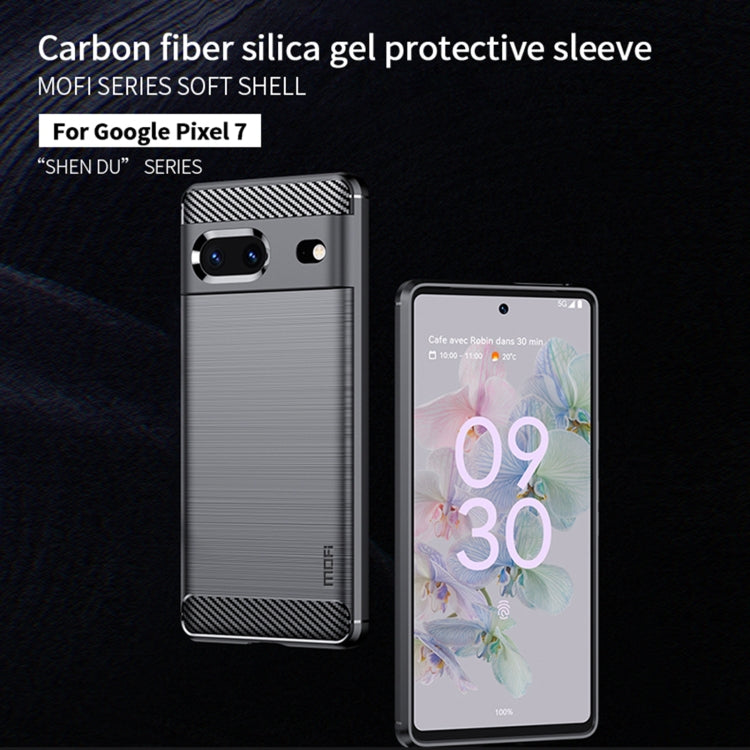 For Google pixel 7 5G MOFI Gentleness Series Brushed Texture Carbon Fiber TPU Phone Case(Gray) - Google Cases by MOFI | Online Shopping UK | buy2fix