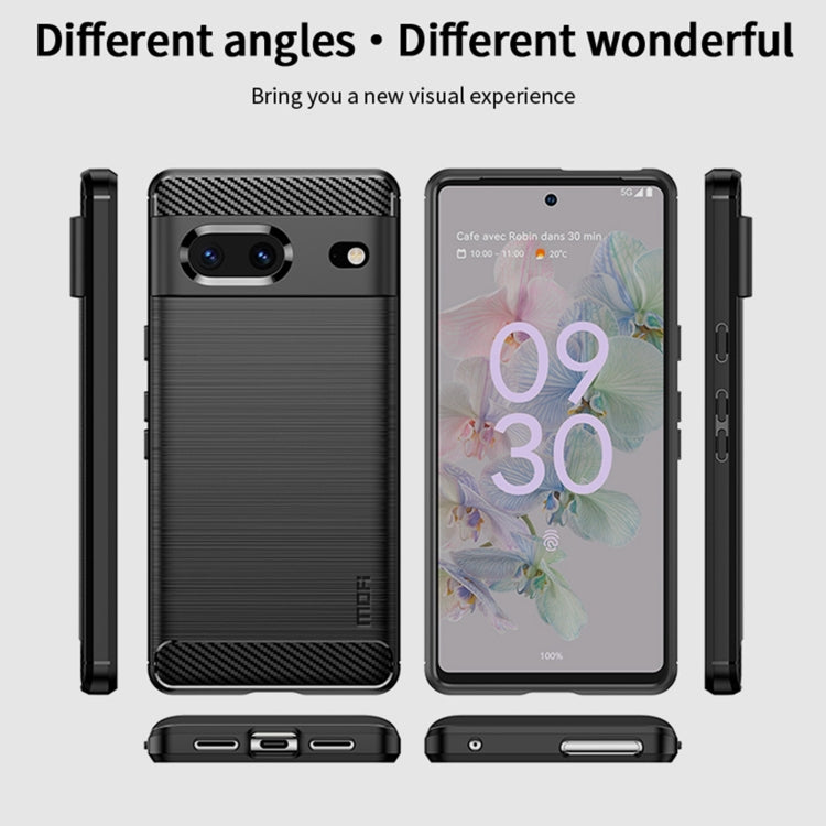 For Google pixel 7 5G MOFI Gentleness Series Brushed Texture Carbon Fiber TPU Phone Case(Gray) - Google Cases by MOFI | Online Shopping UK | buy2fix