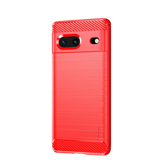 For Google pixel 7 5G MOFI Gentleness Series Brushed Texture Carbon Fiber TPU Phone Case(Red) - Google Cases by MOFI | Online Shopping UK | buy2fix