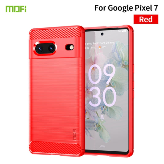 For Google pixel 7 5G MOFI Gentleness Series Brushed Texture Carbon Fiber TPU Phone Case(Red) - Google Cases by MOFI | Online Shopping UK | buy2fix